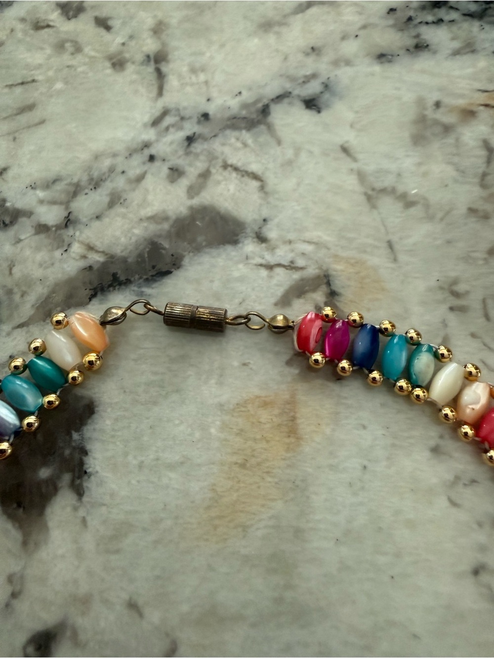 Vintage Multicolor Beaded Gold Tone Accent Necklace 16” - Picture 5 of 7